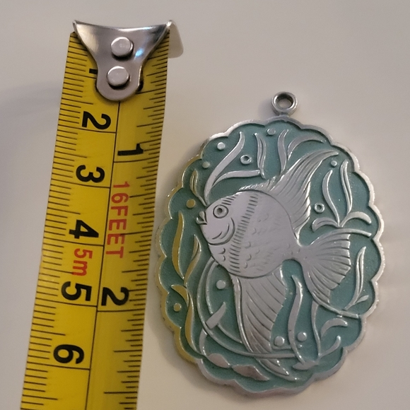 5for$25🥰 VINTAGE stainless Steel Made In Germany Fish Enamel Large Pendant - Picture 4 of 5